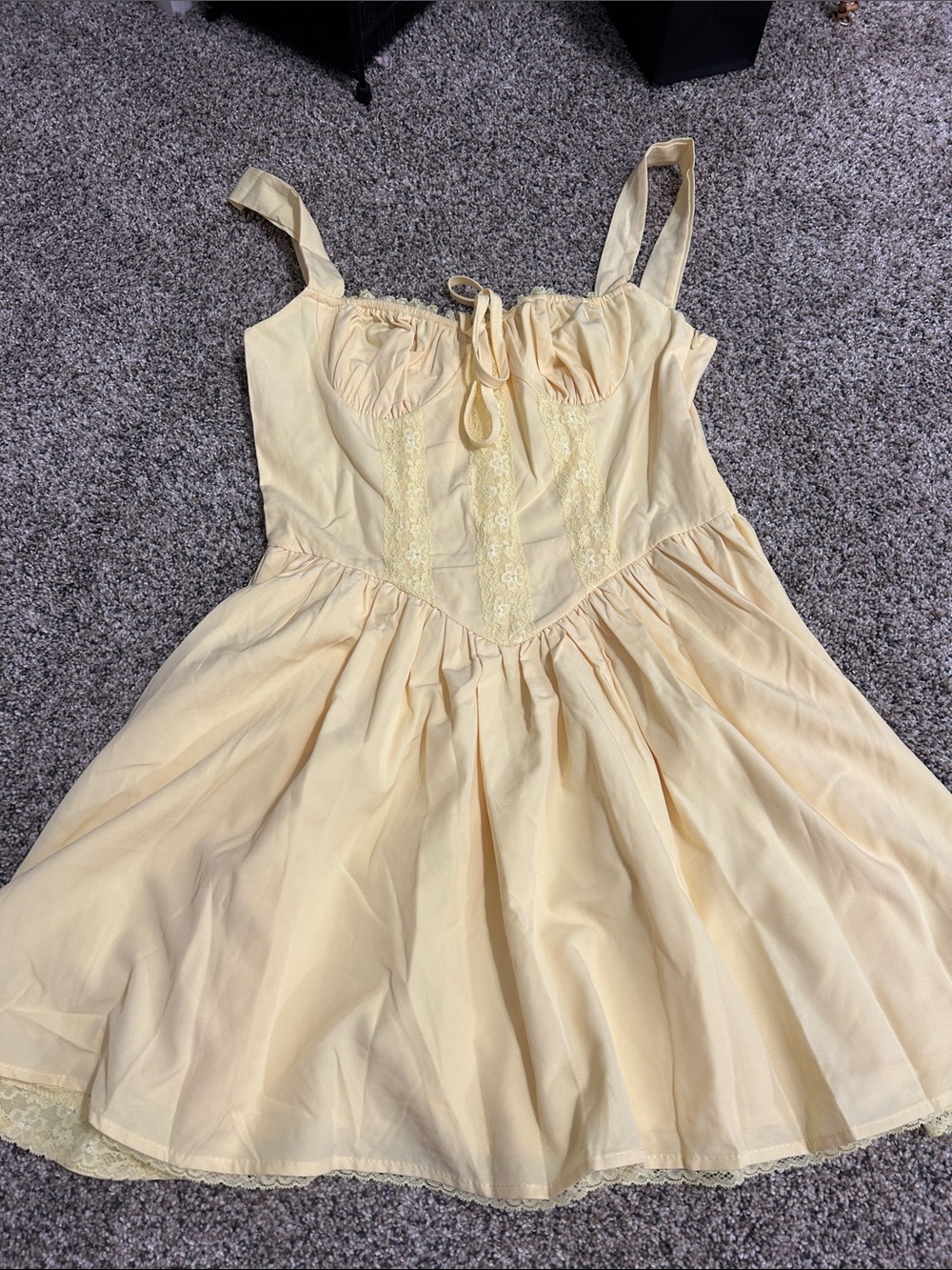 Yellow Lace Trim Sundress